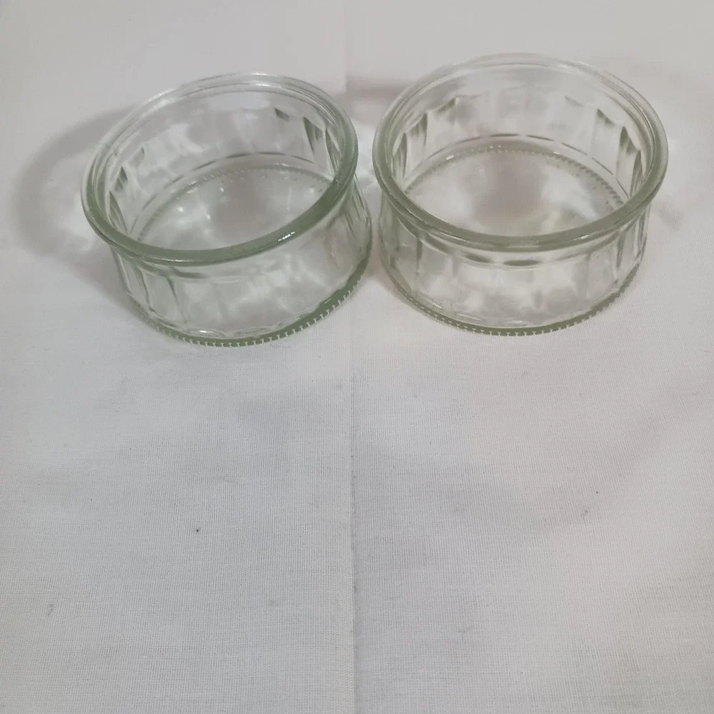 Unbranded Glass Ramekins Clear Excellent Fluted Custard Cups Set of 2 3.25x1.50